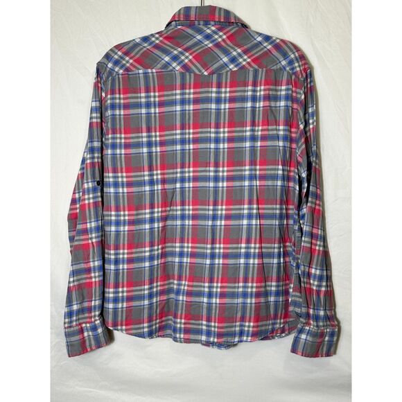 Jach's Girlfriend Women's Snap Up Pink Gray Blue Flannel Shirt SZ XL Long Sleeve - Picture 4 of 5